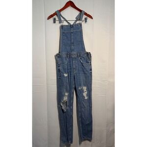 Denim Distressed Overalls Women US‎ 4 Blue Bib Jeans Ripped
